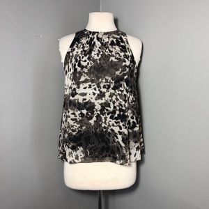 Vince Camuto flowy print blouse XS black white